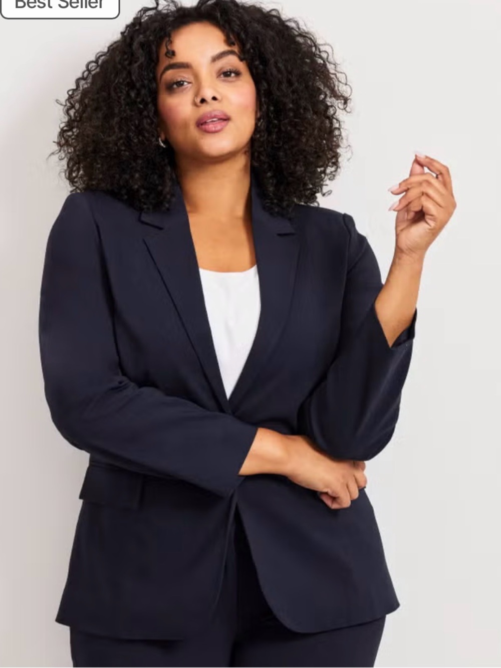Relaxed Navy Open-Front Blazer